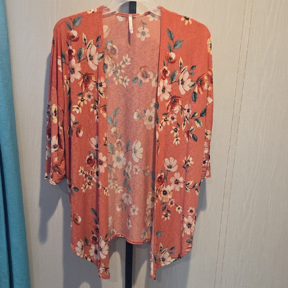 (J34) Lime N Chili Coral Floral Women's Cardigan Sz S